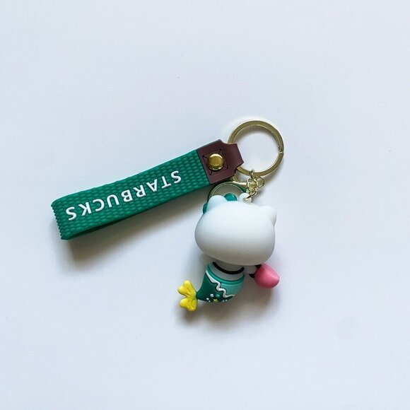 Starbucks Hello Kitty Mermaid Keychain Green Sanrio Collab Strap Bag Charm Cute - Picture 3 of 3